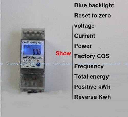 5(65)a 230v single phase din rail kwh watt hour din-rail energy meter lcd for sale