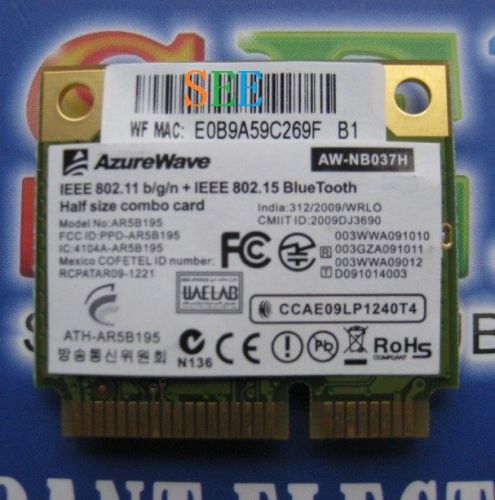 New Atheros AR5B195 AR3011 WiFi WLAN Bluetooth Combo Half Mini PCI-E Card