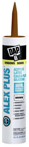 New Dap 18120 Acrylic Latex Caulk With Silicone, 10.1-Ounce, Brown