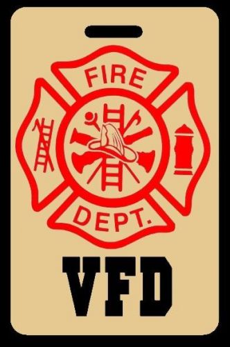 Tan vfd firefighter luggage/gear bag tag - free personalization - new for sale