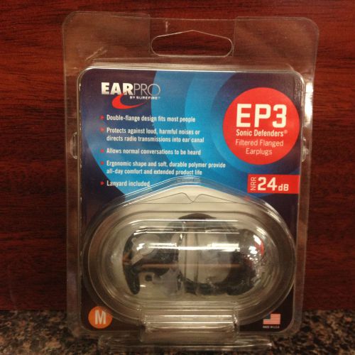 Earpro ep3 filtered double-flanged earplugs 24db comfortable/reusable! med. new! for sale