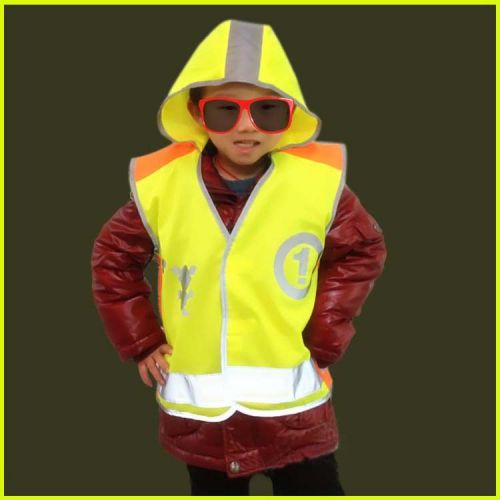 Children Kids Polyester Reflective Stripe Vest Hi Viz With Hood Safety S M L NEW