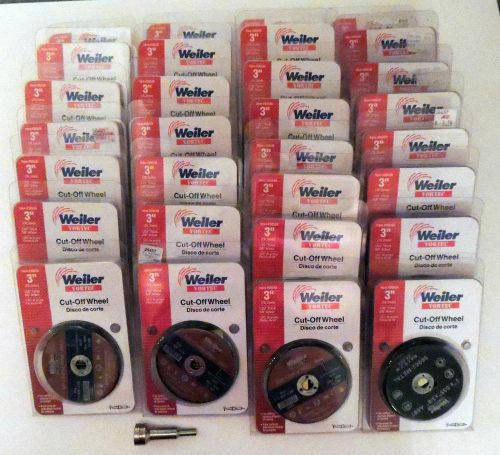 30 PC LOT WEILER 3&#034; CUT-OFF WHEELS &amp; MANDREL FOR METAL #36536 3&#034; x 1/32&#034; x 3/8&#034;