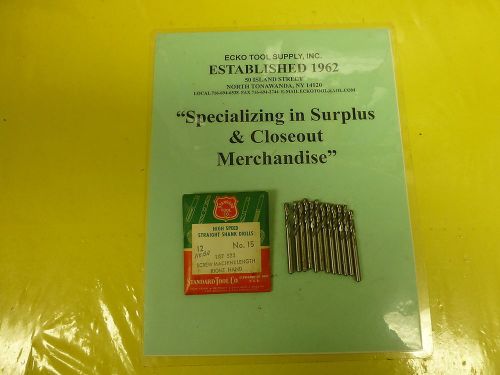 Screw machine drill #15 (.180&#034;) high speed 118 pt bright new usa 12 pcs $5.40 for sale