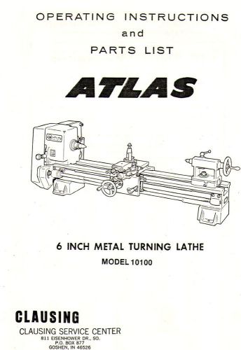 Clausing Atlas 10100 Lathe Manual PDF with Hi Res Photo of Threading Chart