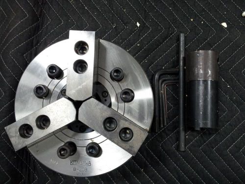 KITAGAWA B-208 3 JAW POWER CHUCK 8&#034; HYDRAULIC CHUCK A2-6 MOUNTING PLATE B208