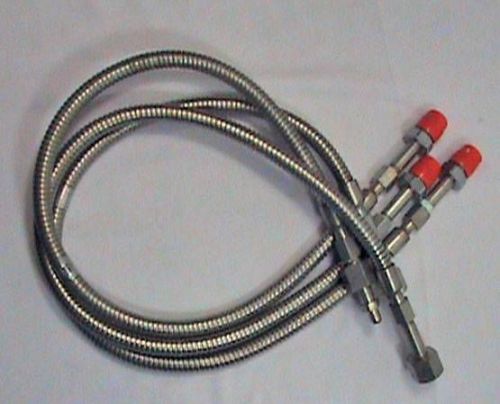 3 ea 36&#034; or 3&#039; Matheson Tri Gas CGA 580 SS Reinforced Flex Hose for Manifold NOS