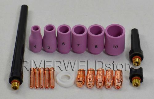 Tig collet body alumina nozzle back cap fit tig welding torch sr wp9 20 25,20pk for sale