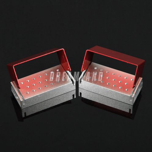 2pcs dental bur burs holder block disinfection box aluminium autoclave 20 hole for sale