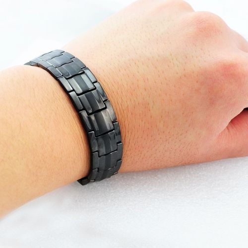 BLACK Titanium Magnetic Energy Germanium Armband Power Bracelet Health Bio 4in1