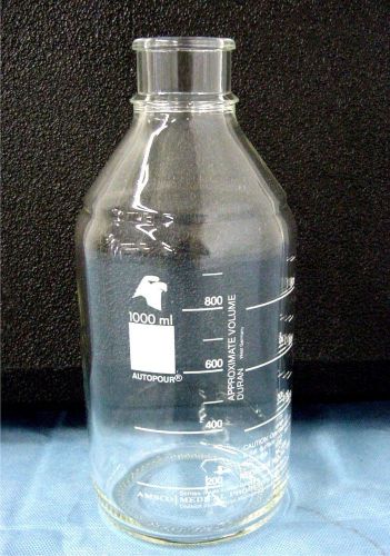 NEW AMSCO AUTOPOUR 1000ML GLASS REAGENT GRADUATED FLASKS BOTTLES NC608 LAB