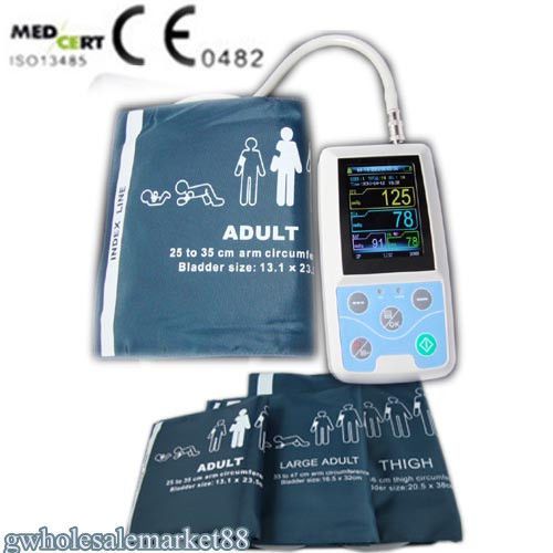 24hrs Ambulatory Blood Pressure Monitor ABPM Holter NIBP MAPA + software +CUFFS