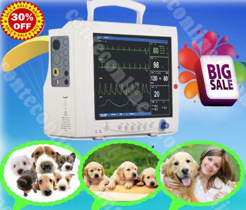 Vet 6 parameter  Patient Monitor ECG NIBP Spo2 Resp Temp Printer Veterinary 7000