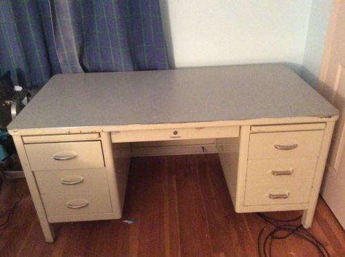 Vtg Steelcase Desk Steel Case Grey Super Study Heavy Commercial Mid Century