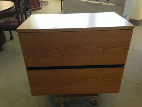 **2 DRAWER LATERAL SZ FILE CABINET by GLOBAL OFFICE FURN in MED OAK LAMIN 36&#034;W**