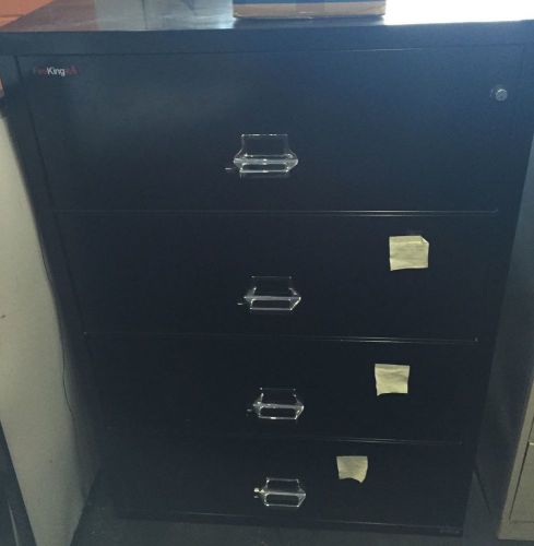 Fireking 38&#034; four drawer lateral fireproof file cabinet with key for sale