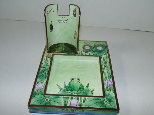 Kelvin chen enameled  desk organizer note pad pen holder for sale