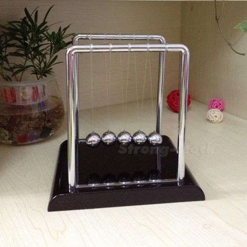 Newtons cradle steel balance balls physics science pendulum desk accessory stgs for sale