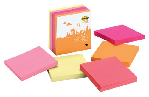 3M Post-It Colors of the World - 3&#034; x 3&#034; - 5 pak