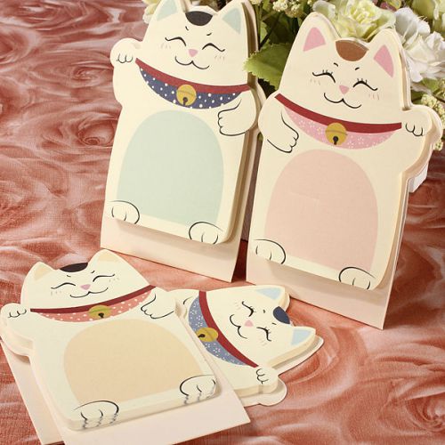 2 Packs Fortunate Lucky Cat Beckoning Maneki Post Memo Bookmark Sticky Notes