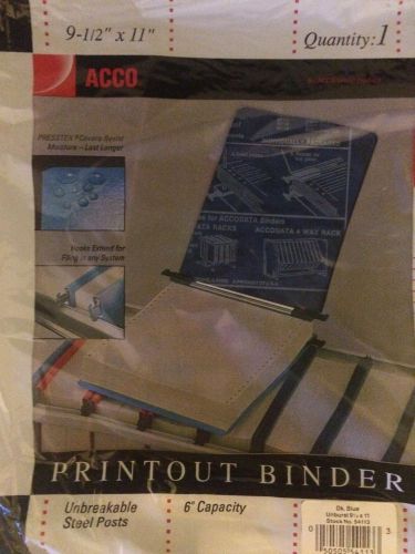 Lot of 8 -NEW- ACCO 9 1/2 x 11&#034; Printout Binders w/ PRESSTEX Covers - Dark Blue