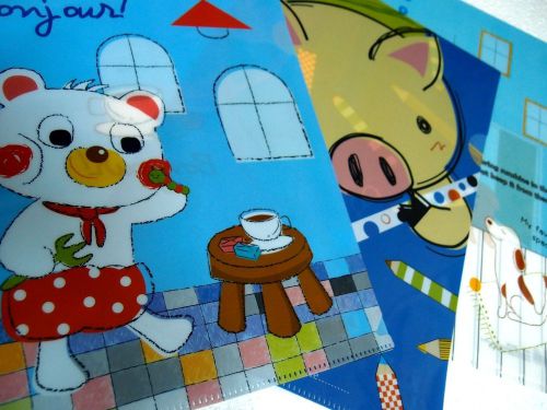 NEW!! 3 Pieces Bonjour Animals A4 Paper Document File Storage Holder Case Folder