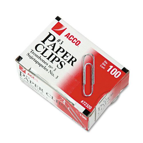 Smooth economy paper clip, steel wire, no. 3, silver, 100/box, 10 boxes/pack for sale