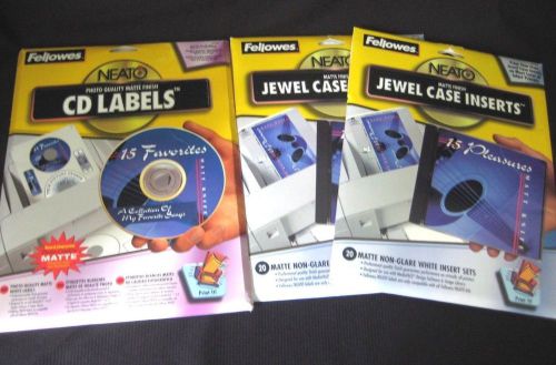 96 Fellowes Neato CD Labels &amp; 36 Jewel Case Inserts Matte Finish