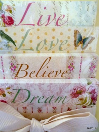 Dream, believe, love &amp; live memo pads x 4 tied in ribbon!  lovely christmas gift for sale