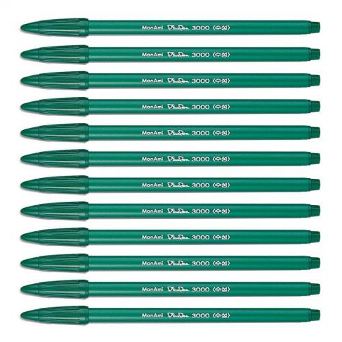 Monami plus pen 3000 water based ink type felt tip broad line pen (green 12 pcs) for sale