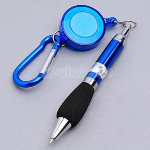 4x blue golf scoring badge reel pen belt pocket lanyard metal clip + carabiner for sale