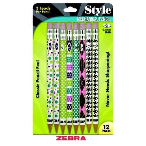 Zebra Style #2 Mechanical Pencils Assorted Barrels 12 Count