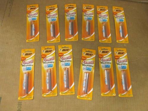 QTY 12 BOXES BIC LE557P1 PENCIL REFILLS 5 ERASERS &amp; 12 LEADS PER BOX  FINE POINT