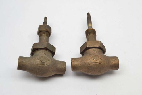 LOT 2 JENKINS SOLDER ENDS RISING STEM 300 3/4IN BRONZE GLOBE VALVE B380145