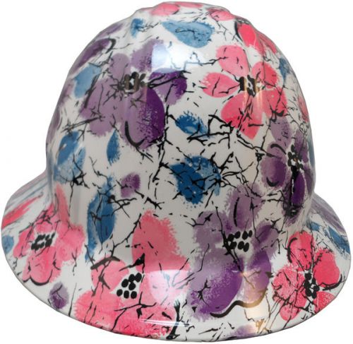 NEW! Hydro Dipped FULL BRIM Hard Hat w/Ratchet Suspension - Flower - So Pretty!