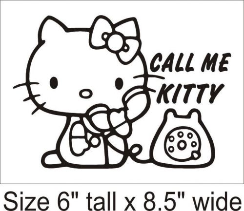 2X HELLO KITTY CALL ME ABSTRACT DESIGN HOOD VINYL STICKER DECALS 1259