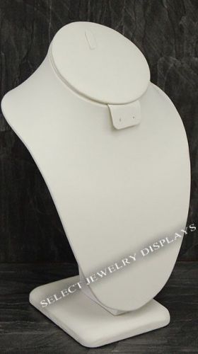 White Leather Necklace Earring Combo Display Stand 10&#034;