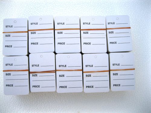 1000 PCS. 1-1/4&#034; W X 1-7/8 H  White  Garment  Price Hanging  Lables  Tags