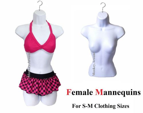 Lot 2 White Female Dress Mannequin Hanging Torso Body Half Form Display Women