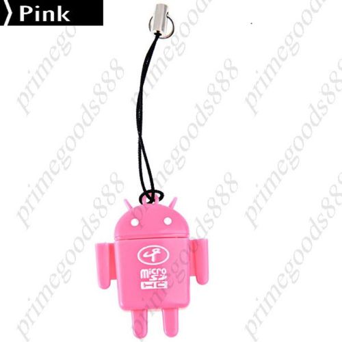 Android Robot USB 2.0 High Speed Transmission Micro SD T Flash Card Reader Pink