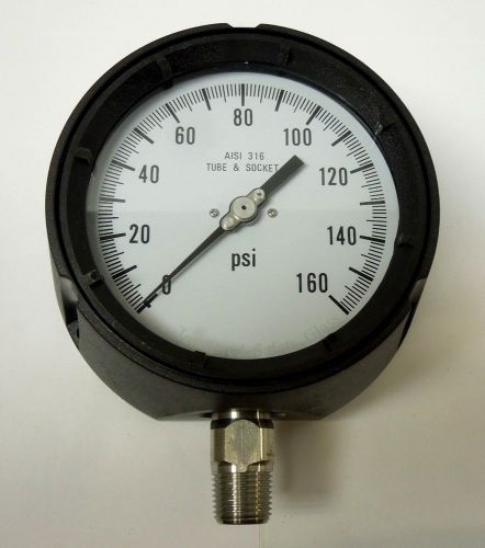 PROCESS PRESSURE GAUGE 4-1/2&#034; FACE 0-160 PSI 1/2&#034; NPT LOWER PHENOLIC CASE &lt;97995