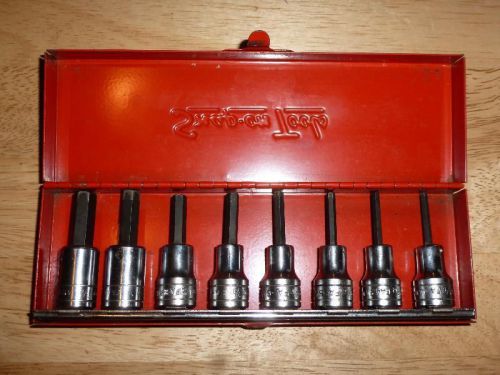 Snap on 3/8 drive 8 piece sae hex allen socket set with vintage box for sale