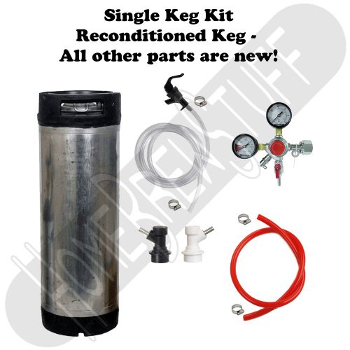 Homebrew draft beer 1 keg &amp; serving tap kit ball lock + co2 regulator cornelius for sale