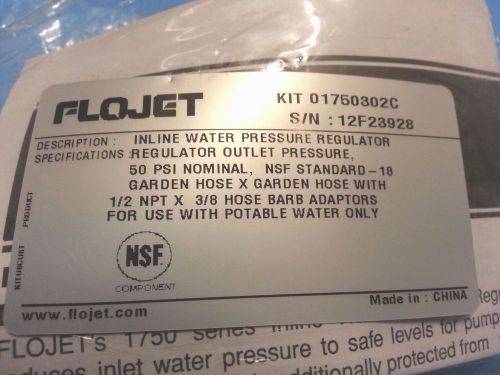 FLOJET INLINE WATER PRESSURE REGULATOR 01750302C BRAND NEW SEALED!