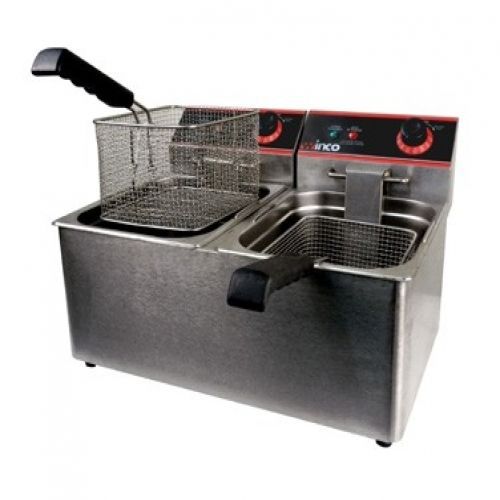 Winco EFT-32 Countertop Electric Twin Well Deep Fryer 32 Lb.