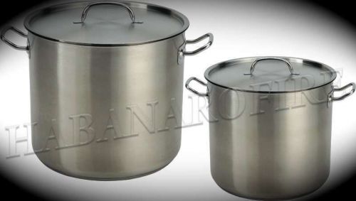 New discounted stainless steel stock pots w/ encapsulated bottoms 35 qt. &amp; 24 qt for sale