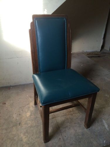8 vintage wood frame art deco style restaurant chairs teel color for sale
