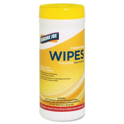 GJO10478CT Furniture Wipes, No Build-Up, 6&#034;x8&#034;, 35/Tub, 6/CT, Lemon