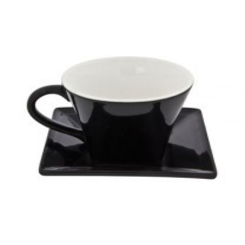 10 Strawberry Street WTR-FLRSQCUP(BLK) 8 oz. Whittier Square Black Cup and Sauce
