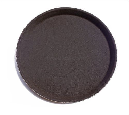 1 pc NSF Plastic Non-Slip Tray Bar Serving Tray 14&#034; Round Brown